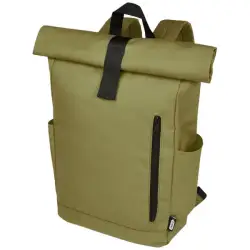 Byron plecak na laptopa 15,6 cala z tworzywa RPET z certyfikatem GRS z zawijanym zamknięciem, 18 l kolor zielony