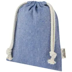 Pheebs torba na prezent z bawełny z recyklingu o gramaturze 150 g/m² i z certyfikatem GRS, mała o pojemności 0,5 l kolor niebieski
