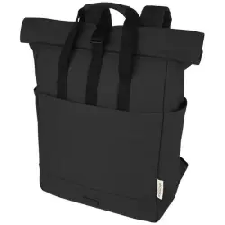 Joey 15-calowy plecak na laptopa z płótna z recyklingu z certyfikatem GRS o pojemności 15 l kolor czarny