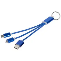 Metalowy kabel do ładowania 3 w 1 z kółkiem na klucze - kolor niebieski