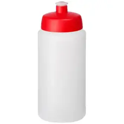 Bidon Baseline® Plus o pojemności 500 ml ze sportowym wieczkiem i uchwytem kolor przezroczysty i czerwony