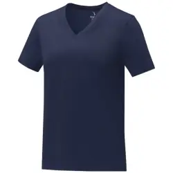 Koszulka damska Somoto z krótkim rękawem i kołnierzem w serek kolor niebieski / M