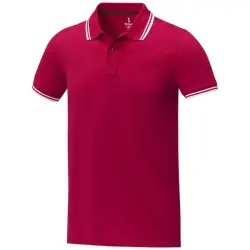 Męska koszulka polo Amarago z kontrastowymi paskami i krótkim rękawem kolor czerwony / XL