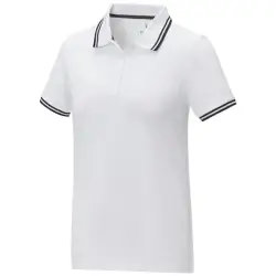 Damska koszulka polo Amarago z kontrastowymi paskami i krótkim rękawem kolor biały / XS
