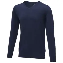 Stanton - męski sweter w serek kolor niebieski / XXL