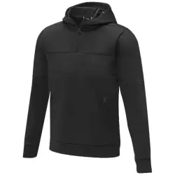 Sayan męski ciepły sweter z kapturem i zapięciem na pół długości kolor czarny / XL