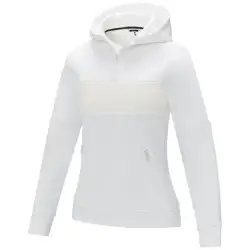 Sayan damski ciepły sweter z kapturem i zamkiem na pół długości kolor biały / XXL