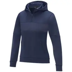 Sayan damski ciepły sweter z kapturem i zamkiem na pół długości kolor niebieski / XS