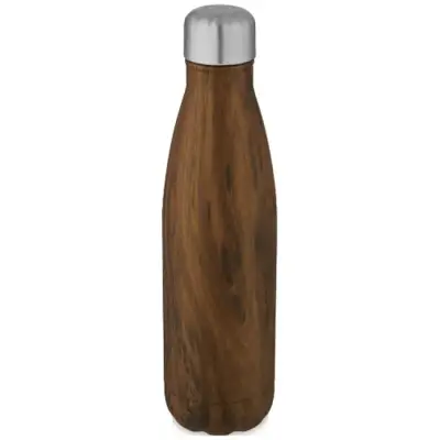 Izolowana próżniowo butelka Cove ze stali nierdzewnej o pojemności 500 ml z nadrukiem imitującym drewno