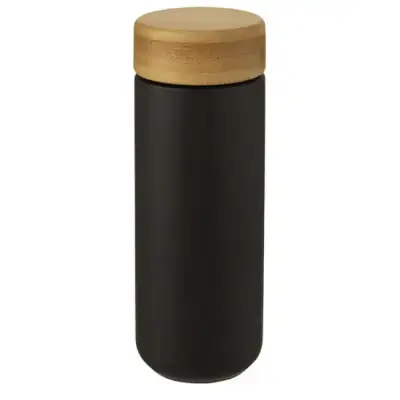 Lumi ceramiczny kubek z bambusową pokrywką o pojemności 300 ml - czarny