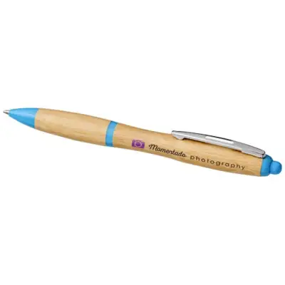 Bambusowy długopis Nash kolor piasek pustyni i jasny niebieski