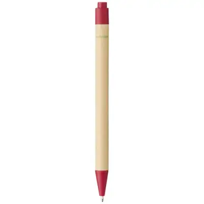 Długopis Berk z kartonu z recyklingu i plastiku kukurydzianego kolor czerwony