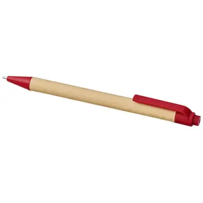 Długopis Berk z kartonu z recyklingu i plastiku kukurydzianego kolor czerwony