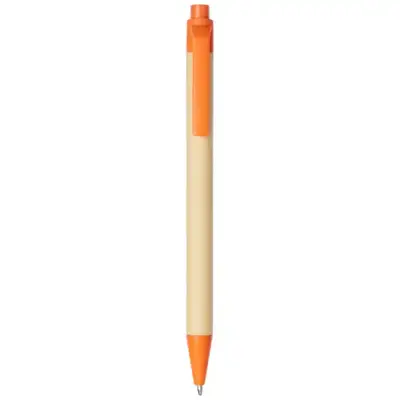 Długopis Berk z kartonu z recyklingu i plastiku kukurydzianego kolor pomarańczowy