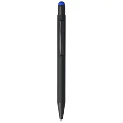 Długopis Dax z gumowym rysikiem kolor czarny i błękit królewski