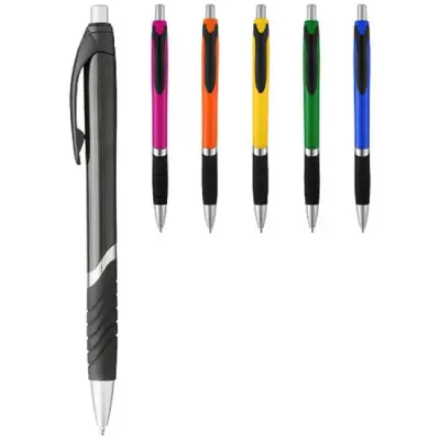 Solidny, kolorowy długopis Turbo z gumowym uchwytem kolor zielony i czarny
