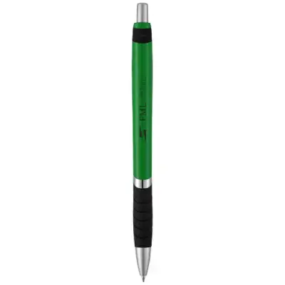 Solidny, kolorowy długopis Turbo z gumowym uchwytem kolor zielony i czarny