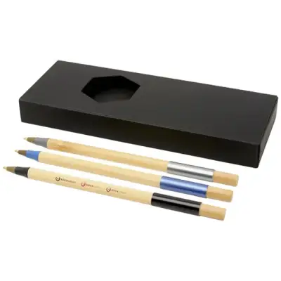 Kerf 3-częściowy zestaw bambusowych długopisów - kolor czarny