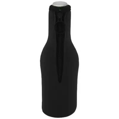 Uchwyt na butelkę z neoprenu z recyklingu Fris - kolor czarny