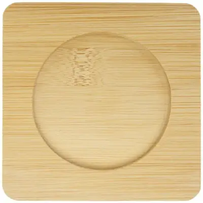 Manti 2 sztuki, szklany kubek o podwójnej ściance o pojemności 250 ml z bambusową podkłądką - biały