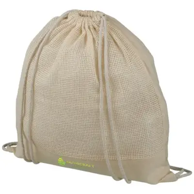 Plecak Maine z siatki bawełnianej ze sznurkiem ściągającym kolor natural