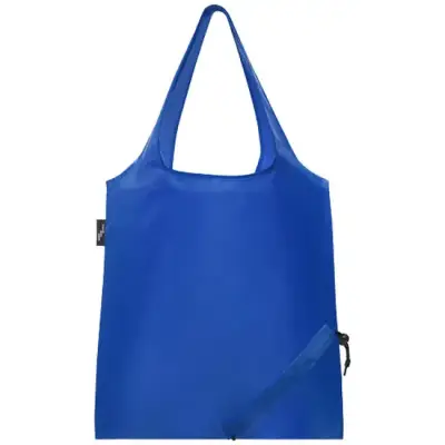 Sabia składana torba z długimi uchwytami z tworzywa RPET - kolor niebieski