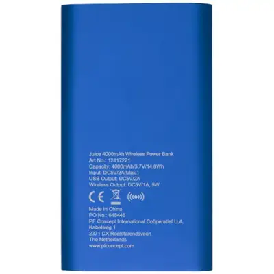 Juice bezprzewodowy powerbank 4000 mAh - kolor niebieski