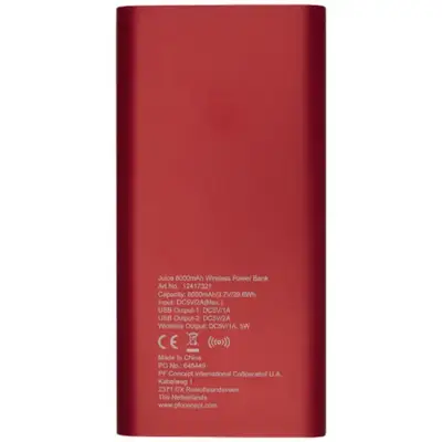 Juice bezprzewodowy powerbank, 8000 mAh - kolor czerwony