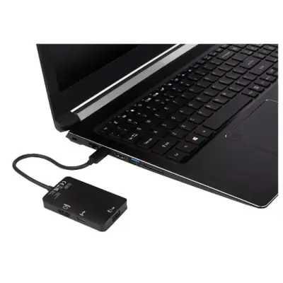 Aluminiowy adapter multimedialny typu C (USB-A/Type-C/HDMI) ADAPT - kolor czarny