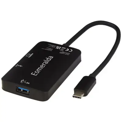 Aluminiowy adapter multimedialny typu C (USB-A/Type-C/HDMI) ADAPT - kolor czarny
