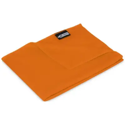 Ręcznik chłodzący Raquel z PET z recyklingu w pokrowcu - kolor pomarańczowy