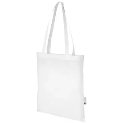 Zeus tradycyjna torba na zakupy o pojemności 6 l wykonana z włókniny z recyklingu z certyfikatem GRS kolor biały
