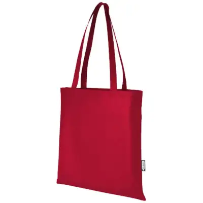 Zeus tradycyjna torba na zakupy o pojemności 6 l wykonana z włókniny z recyklingu z certyfikatem GRS kolor czerwony