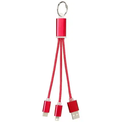 Kabel do ładowania 3w1 Metal z kółkiem na klucze kolor czerwony