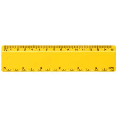 Refari linijka z tworzywa sztucznego pochodzącego z recyklingu o długości 15 cm - żółty