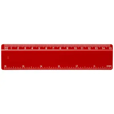 Linijka Renzo o długości 15 cm wykonana z tworzywa sztucznego - kolor czerwony