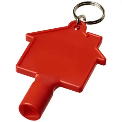 Klucz do skrzynek w kształcie domku Maximilian z brelokiem - kolor czerwony