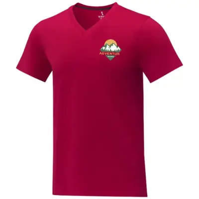 Koszulka damska Somoto z krótkim rękawem i kołnierzem w serek kolor czerwony / XL
