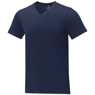 Koszulka damska Somoto z krótkim rękawem i kołnierzem w serek kolor niebieski / XL