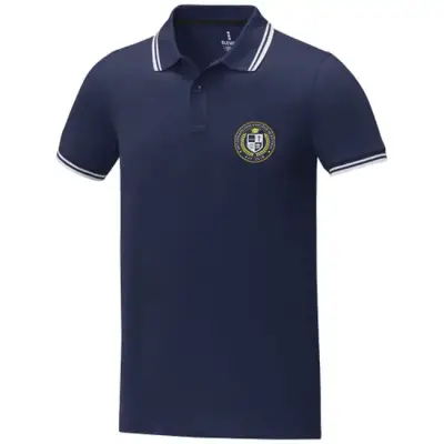 Męska koszulka polo Amarago z kontrastowymi paskami i krótkim rękawem kolor niebieski / 3XL