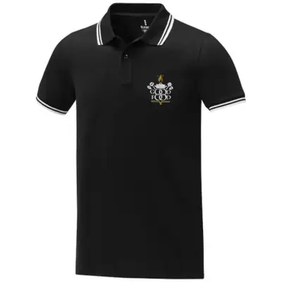 Męska koszulka polo Amarago z kontrastowymi paskami i krótkim rękawem kolor czarny / 3XL