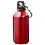 Oregon butelka na wodę z karabińczykiem wykonana z aluminium z recyklingu z certyfikatem RCS o pojemności 400 ml kolor czerwony