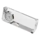 Kryształowy przycisk do papieru z zegarem Cristalino  - kolor transparentny