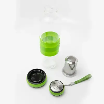 Szklana butelka z zaparzaczem do herbaty Sulmona 550 ml - zielony