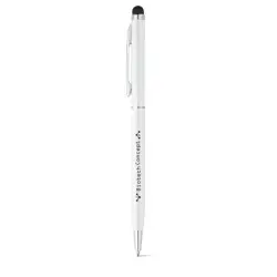 Długopis z końcówką dotykową, aluminium kolor biały