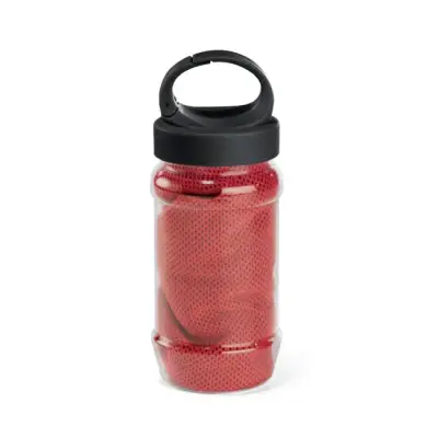 Ręcznik sportowy z butelką kolor czerwony