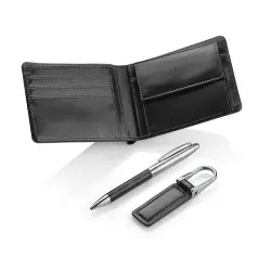 Komplet upominkowy portfel brelok długopis czarny