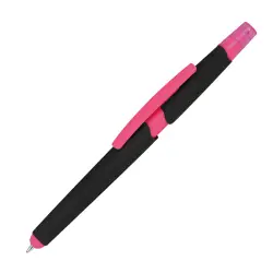 Długopis plastikowy do ekranów dotykowych z zakreślaczem - kolor różowy