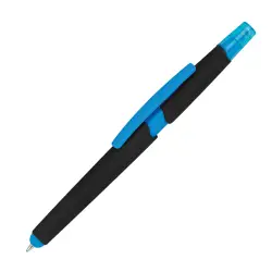 Długopis plastikowy do ekranów dotykowych z zakreślaczem - kolor jasnoniebieski