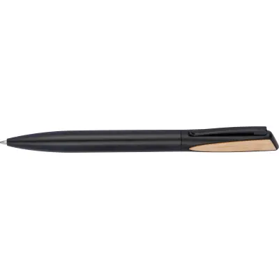 Długopis metalowy z bambusowym wykończeniem - kolor czarny